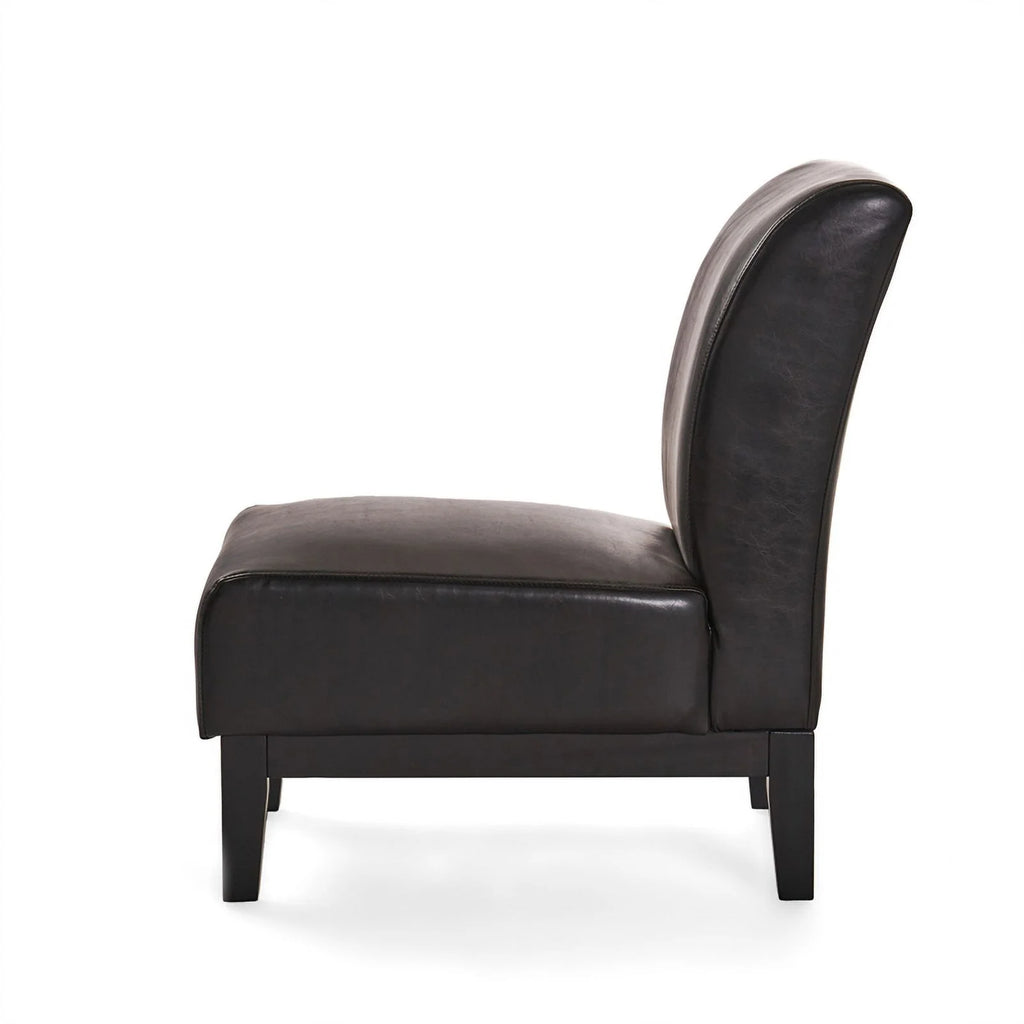 Brown Leather Slipper Chair F63619