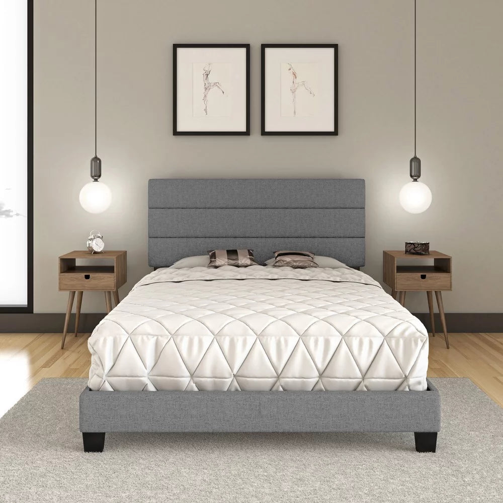 Black Faux Leather Upholstered Platform Bed Frame, Twin S699