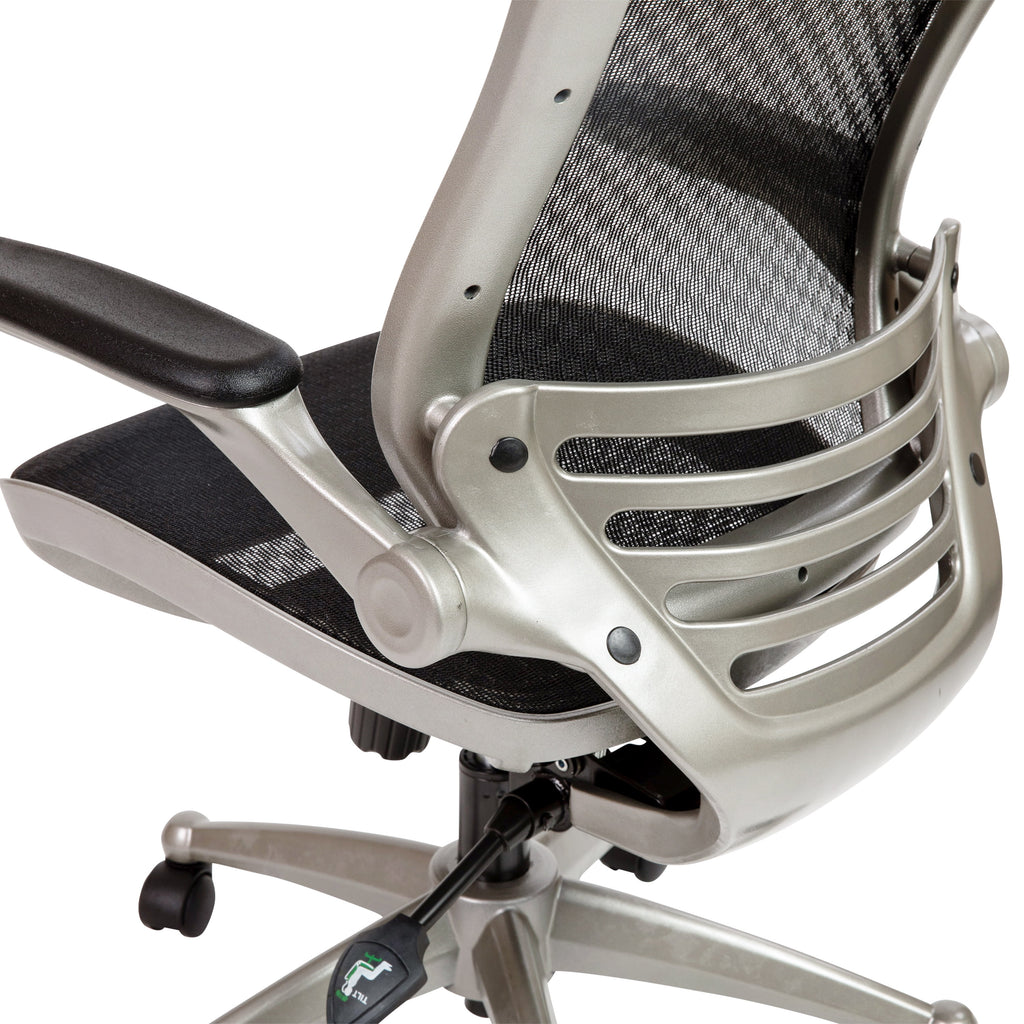 Mid-Back Transparent Black Mesh Executive Swivel Office Chair with Flip-Up Arms J16744