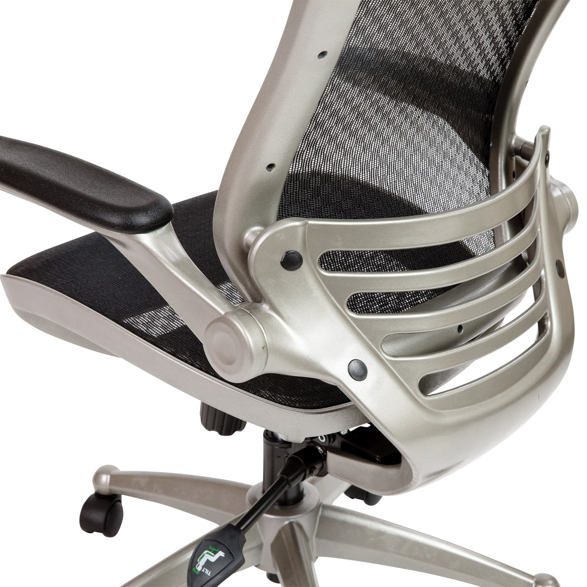 Mid-Back Transparent Black Mesh Executive Swivel Office Chair with Flip-Up Arms J16744