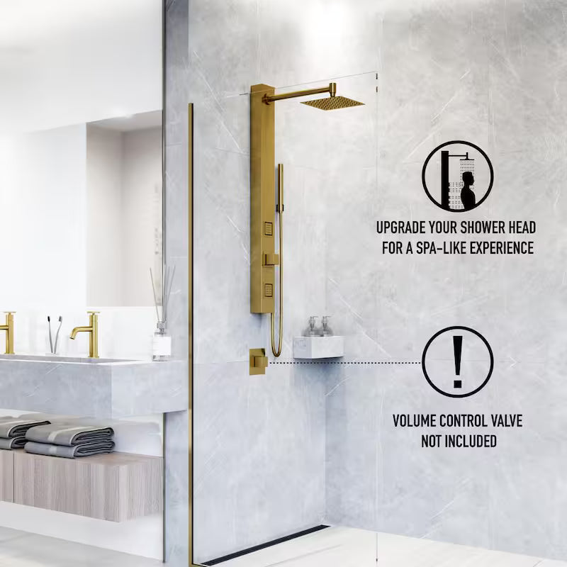 2-Jet Shower Panel System with Hand Shower Wand in Matte Brushed Gold W5417