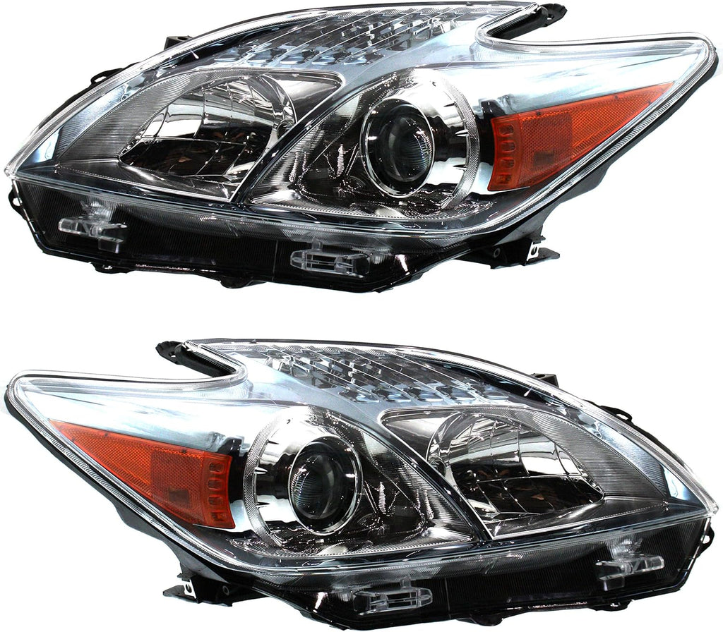 Set of 2 Halogen Headlight Lens and Housing for 2010-2011 Toyota Prius S588