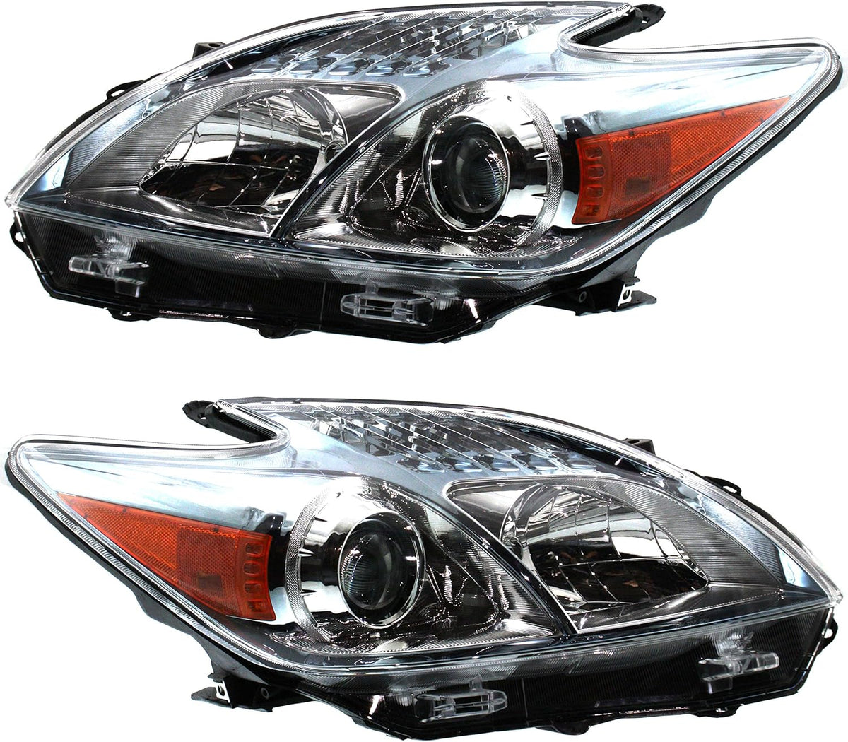 Set of 2 Halogen Headlight Lens and Housing for 2010-2011 Toyota Prius S588