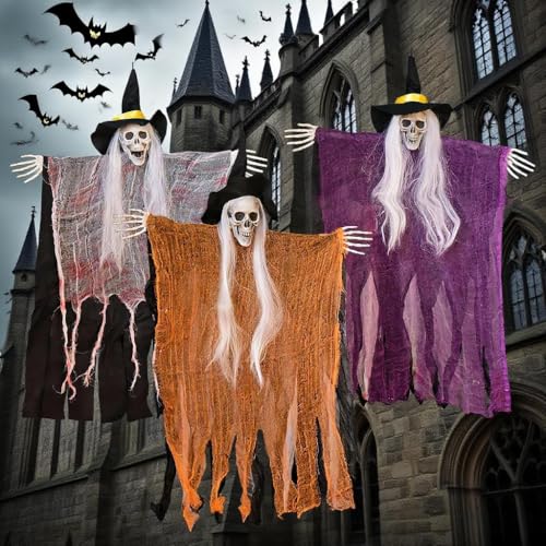 3 Pack Skeleton Ghosts Hanging Halloween Decorations D62055