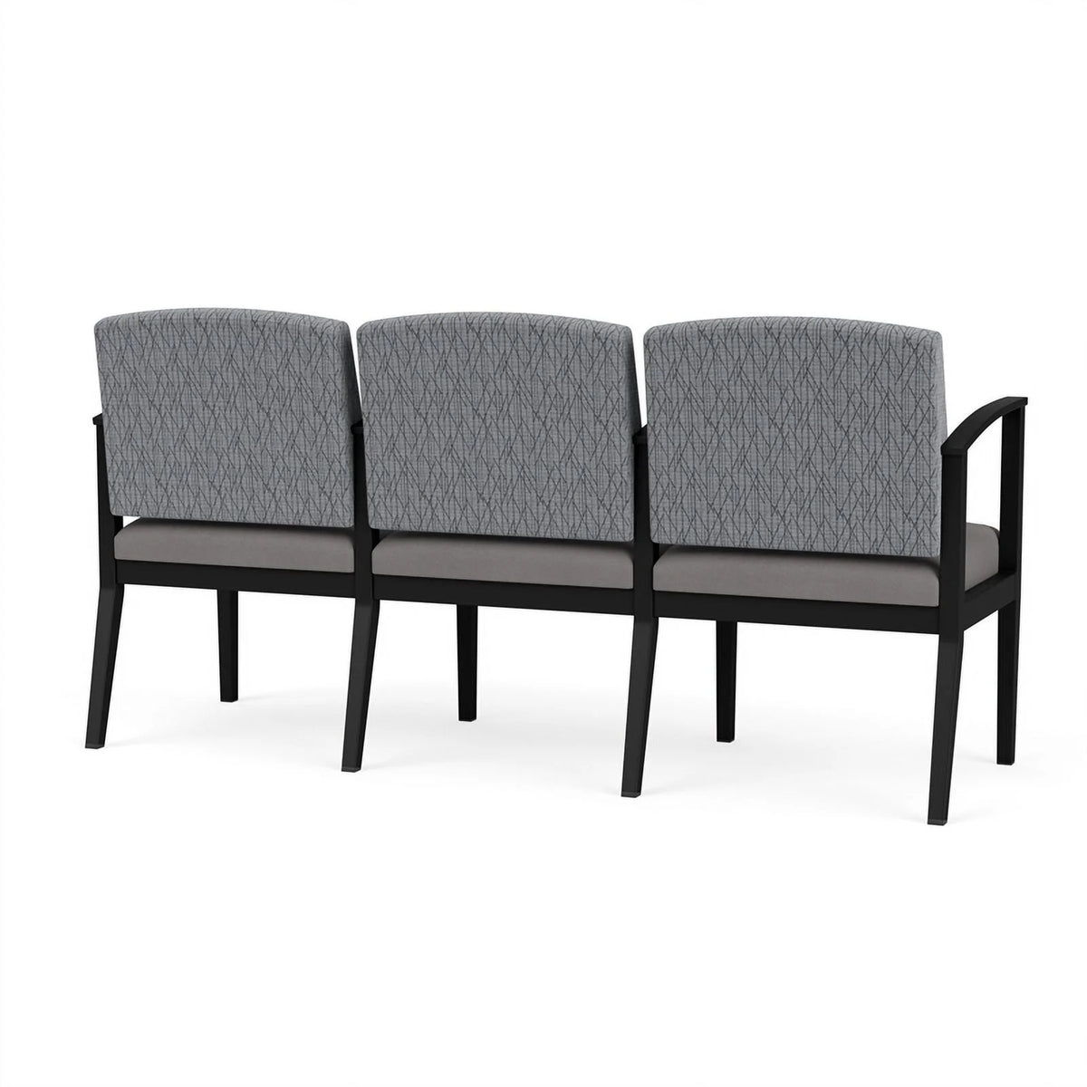 Black & Gray 3 Seat Steel Reception Seating Q779