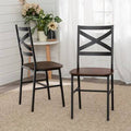 Dark Walnut Cross Back Side Chair W5766