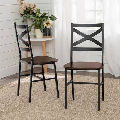 Dark Walnut Cross Back Side Chair W5766