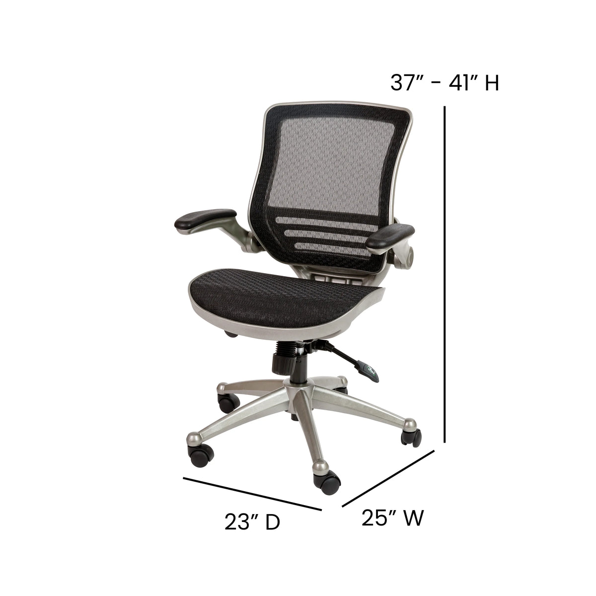 Mid-Back Transparent Black Mesh Executive Swivel Office Chair with Flip-Up Arms J16744