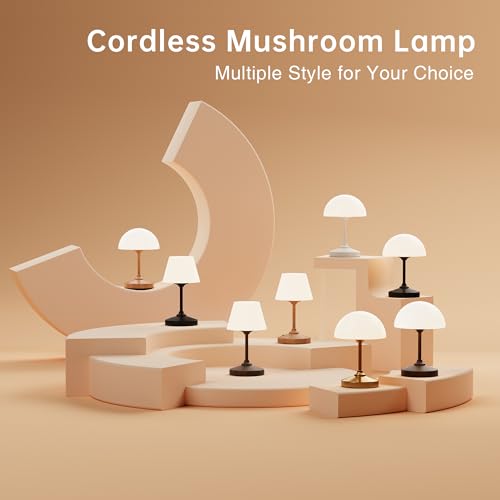 Mushroom Table Lamp Waterproof Cordless Rechargeable LED Night Light X97134