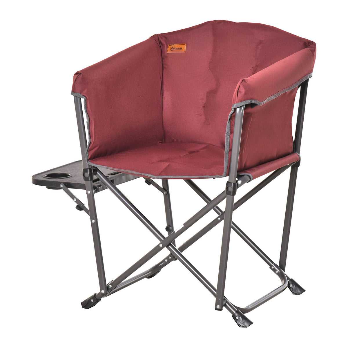 Red Oversize Padded Director Chair with Side Table O890673