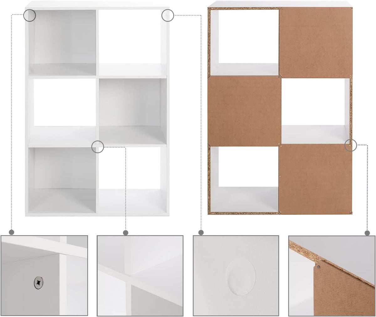 White 6-Cube Wooden Storage Organizer S893193