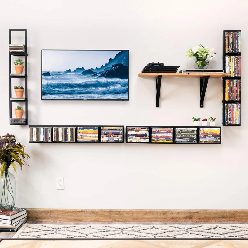 Metal Floating Shelf CD DVD Organizer Black R946417