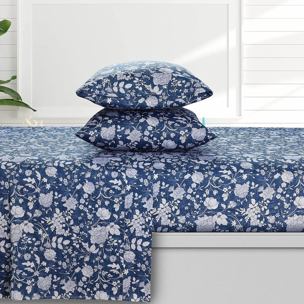 300 Thread Count Organic Cotton Deep Pocket Bed Sheet Set King Dark Blue G998