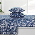 300 Thread Count Organic Cotton Deep Pocket Bed Sheet Set King Dark Blue G998