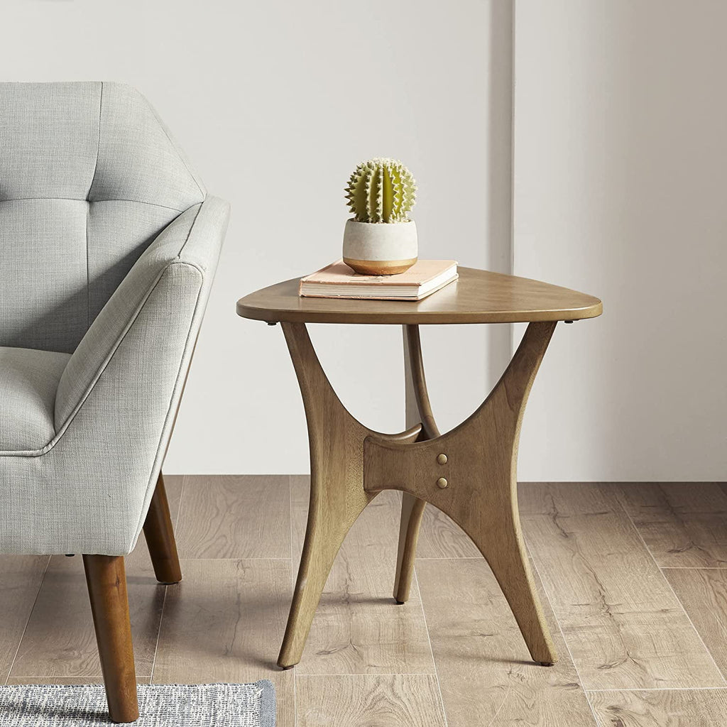 Light Brown Triangle Sofa Table with Solid Wood Legs Q5230