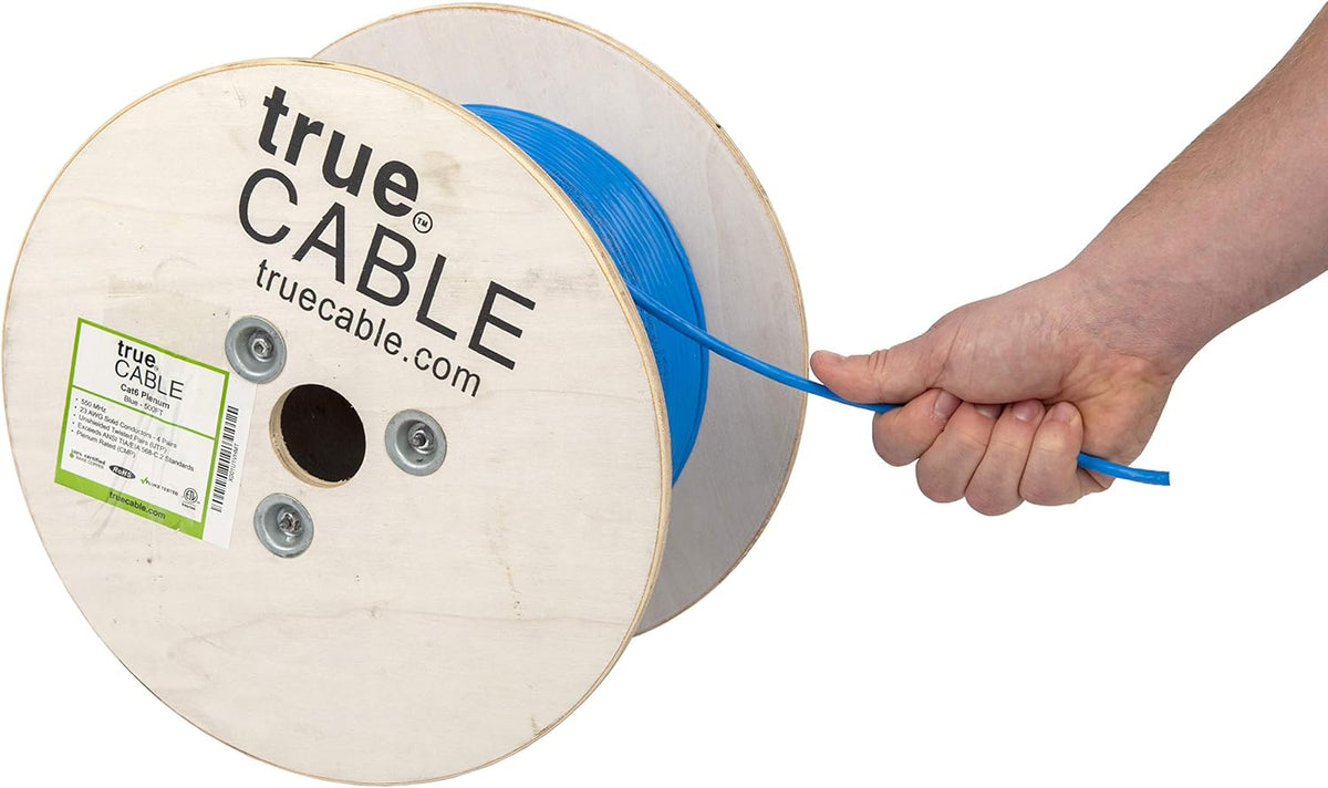 Cat6 Plenum Bulk Ethernet Cable, 500ft, Green, 23AWG 4 Pair Solid Bare Copper, 550MHz, UTP E782