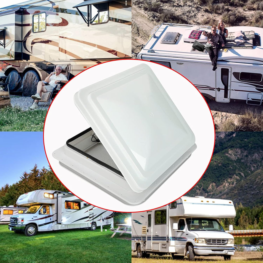 White Lid 12V RV Roof Vent with Fan D74527