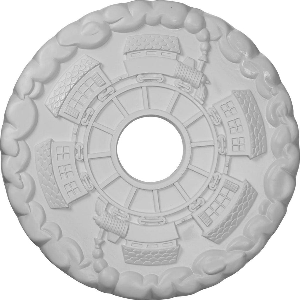 18 1/2x22OD x 3 7/8x22ID x 1x22P Hand-Painted Ceiling Medallion N2916