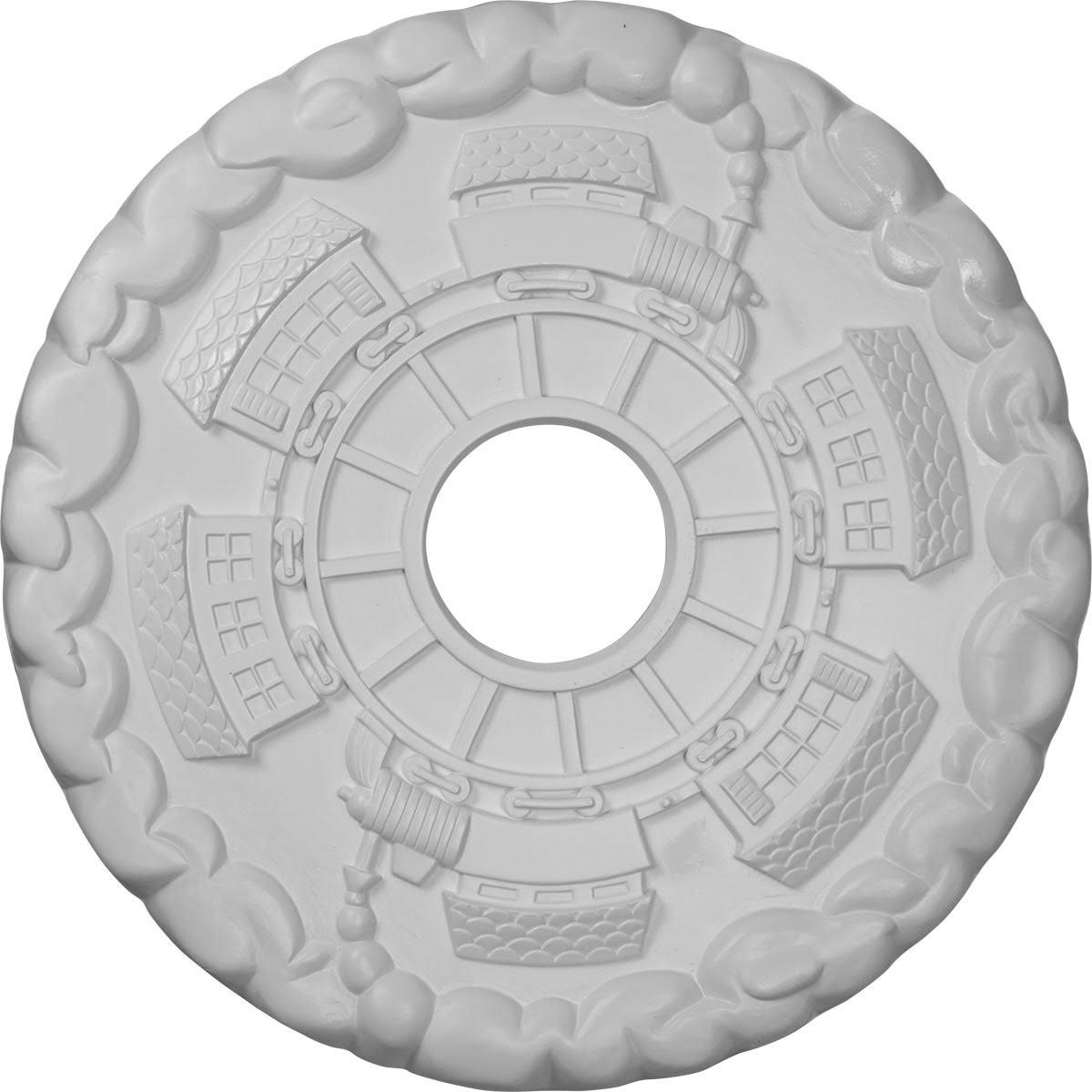 18 1/2x22OD x 3 7/8x22ID x 1x22P Hand-Painted Ceiling Medallion N2916