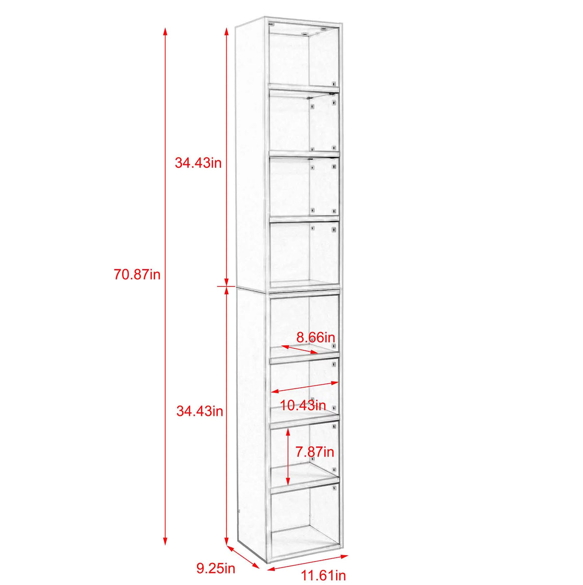 8-Tier Media Tower Rack with Adjustable Shelves C474799