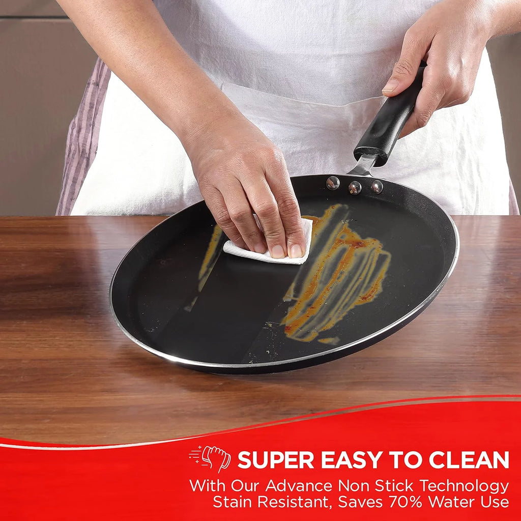Non-Stick Flat Dosa Tawa/Griddle, 10", Black/Blue E40672