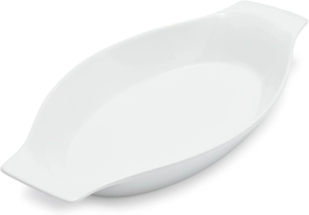 White Oval Porcelain Gratin Dish X43643