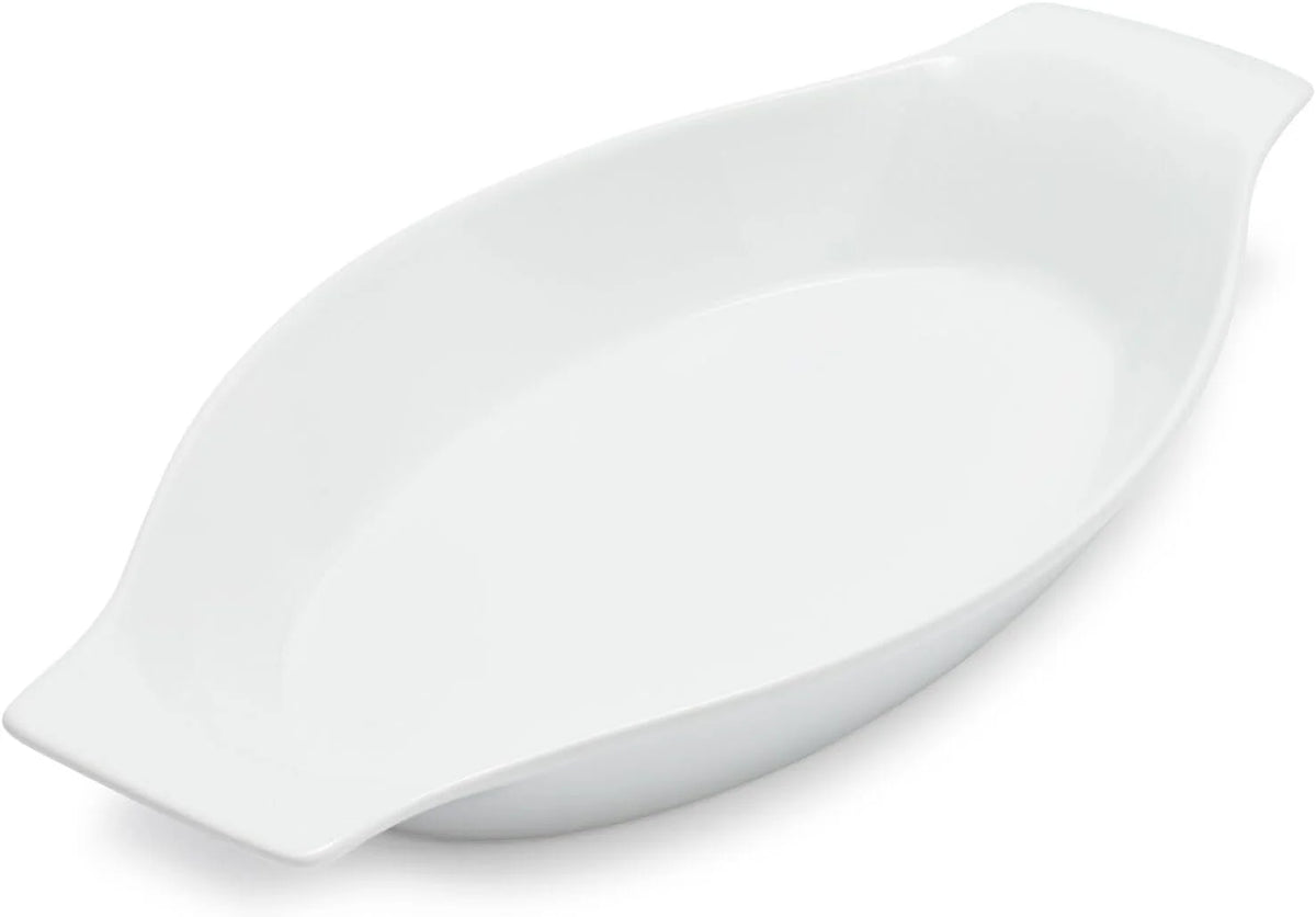 White Oval Porcelain Gratin Dish X43643