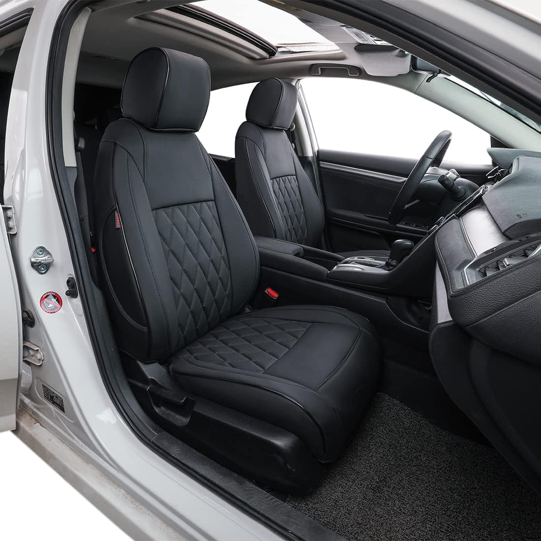 Red Leatherette Car Seat Covers for Honda Civic Sedan Q353