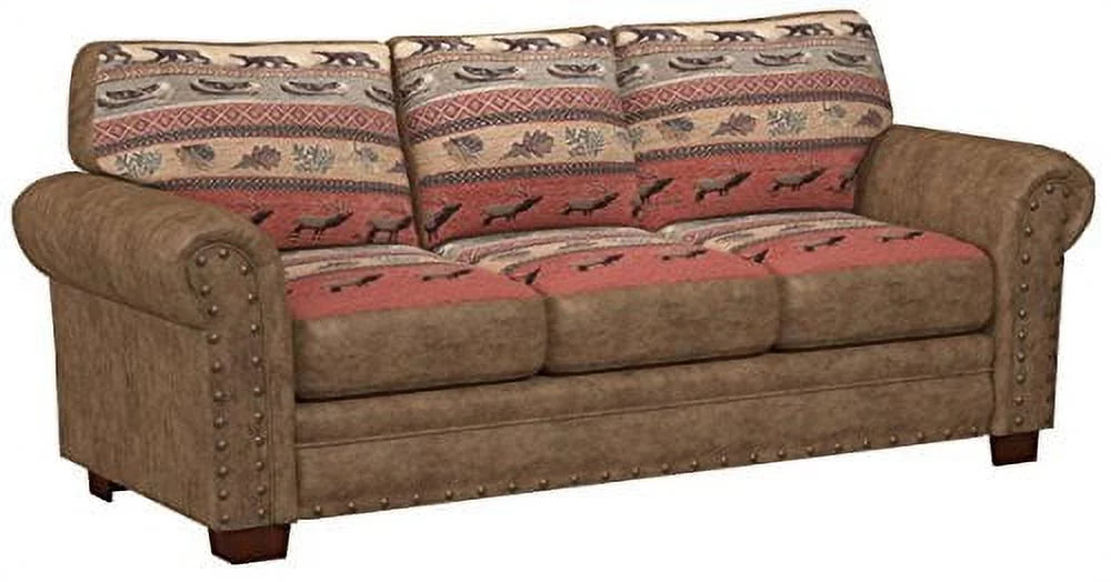Brown Microfiber Three Seat Sofa W74635