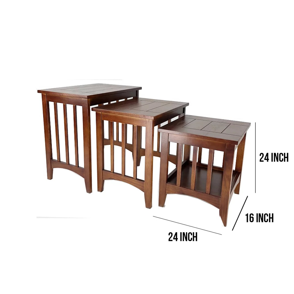 Oak Brown 3 Piece Nesting Table T3962