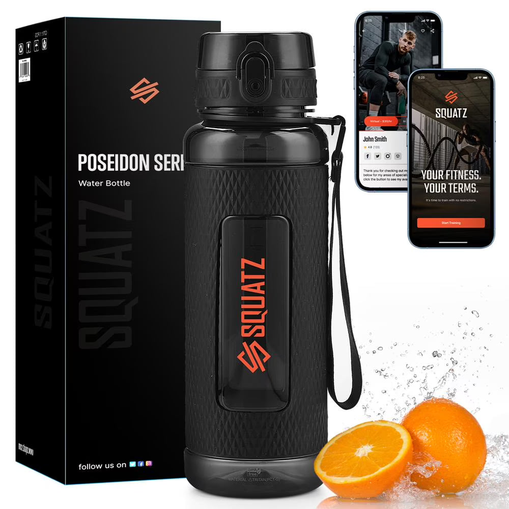 1100ml Sports Water Bottle with Strainer (Black) I885