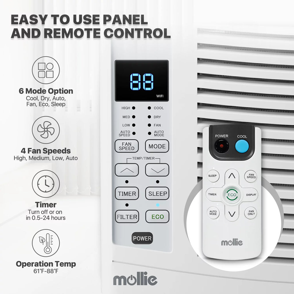 6,000 BTU Smart Window Air Conditioner with WiFi, White J3047
