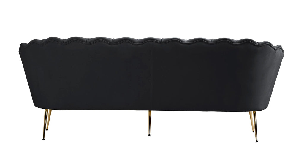 Black Velvet Channel Tufted Sofa C366776