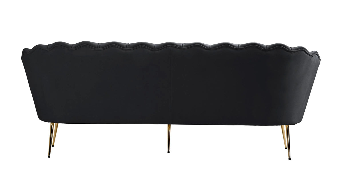 Black Velvet Channel Tufted Sofa C366776