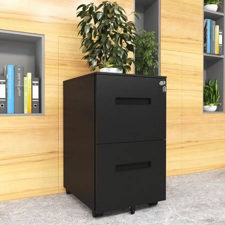 Black 2-Drawer Steel Rolling File Cabinet U342839