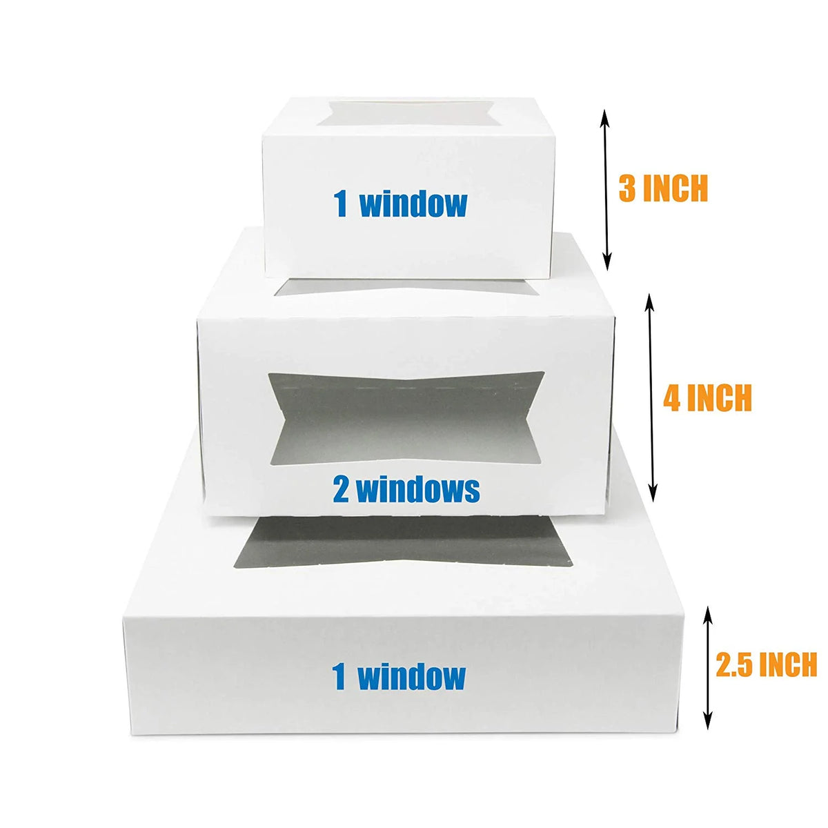 [25 Pack] White Cardboard Pie Box with Window 10x10x2.5" W73081