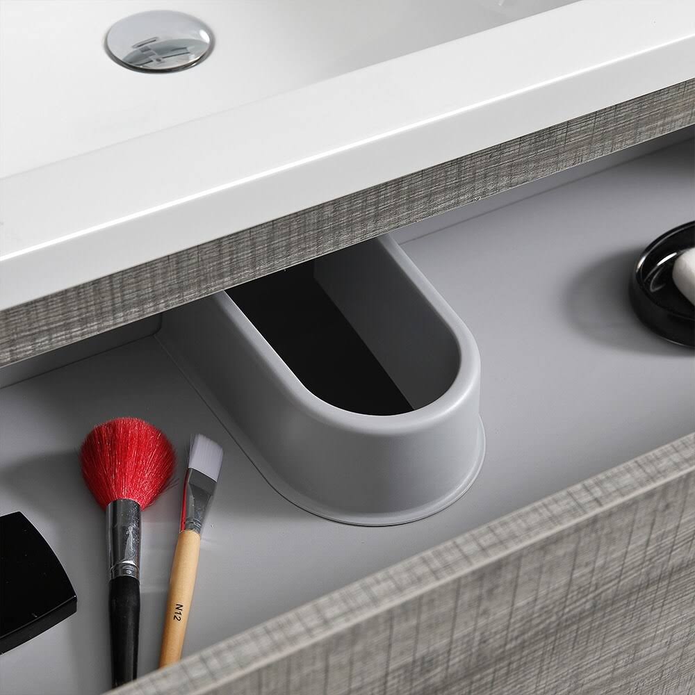 Glossy Ash Gray Free Standing Bathroom Cabinet with Integrated Sink C740320