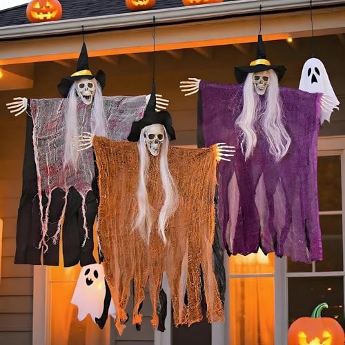 3 Pack Skeleton Ghosts Hanging Halloween Decorations D62055