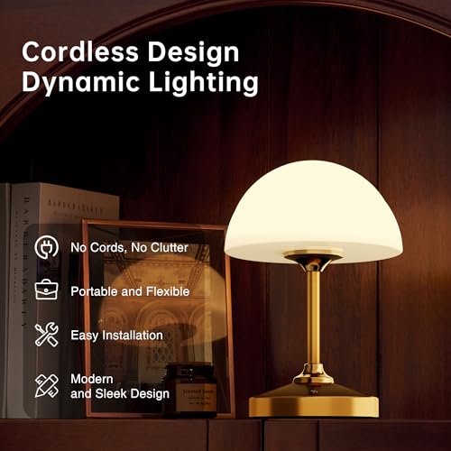 Mushroom Table Lamp Waterproof Cordless Rechargeable LED Night Light X97134