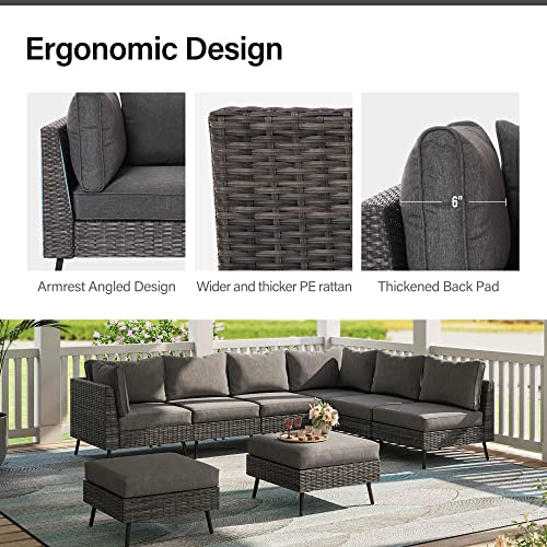 8 Piece PE Rattan Wicker Outdoor Sectional Sofa Set with Cushions M51127