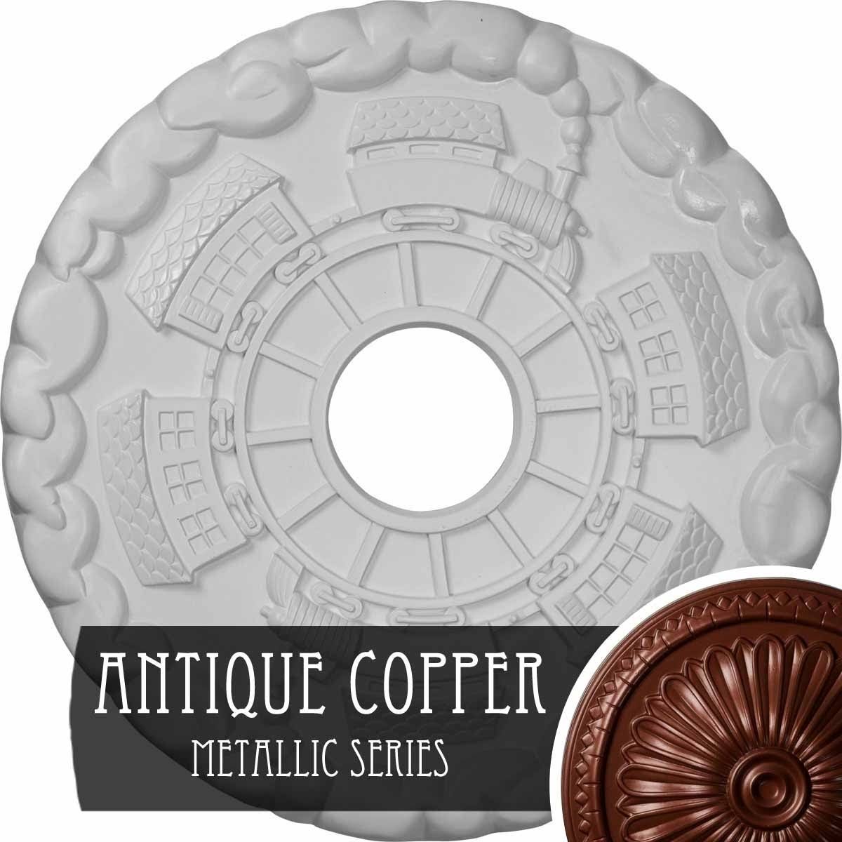 18 1/2x22OD x 3 7/8x22ID x 1x22P Hand-Painted Ceiling Medallion N2916