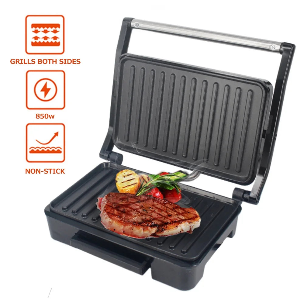 Stainless Steel 850W Nonstick Panini Maker Sandwich Machine A6090