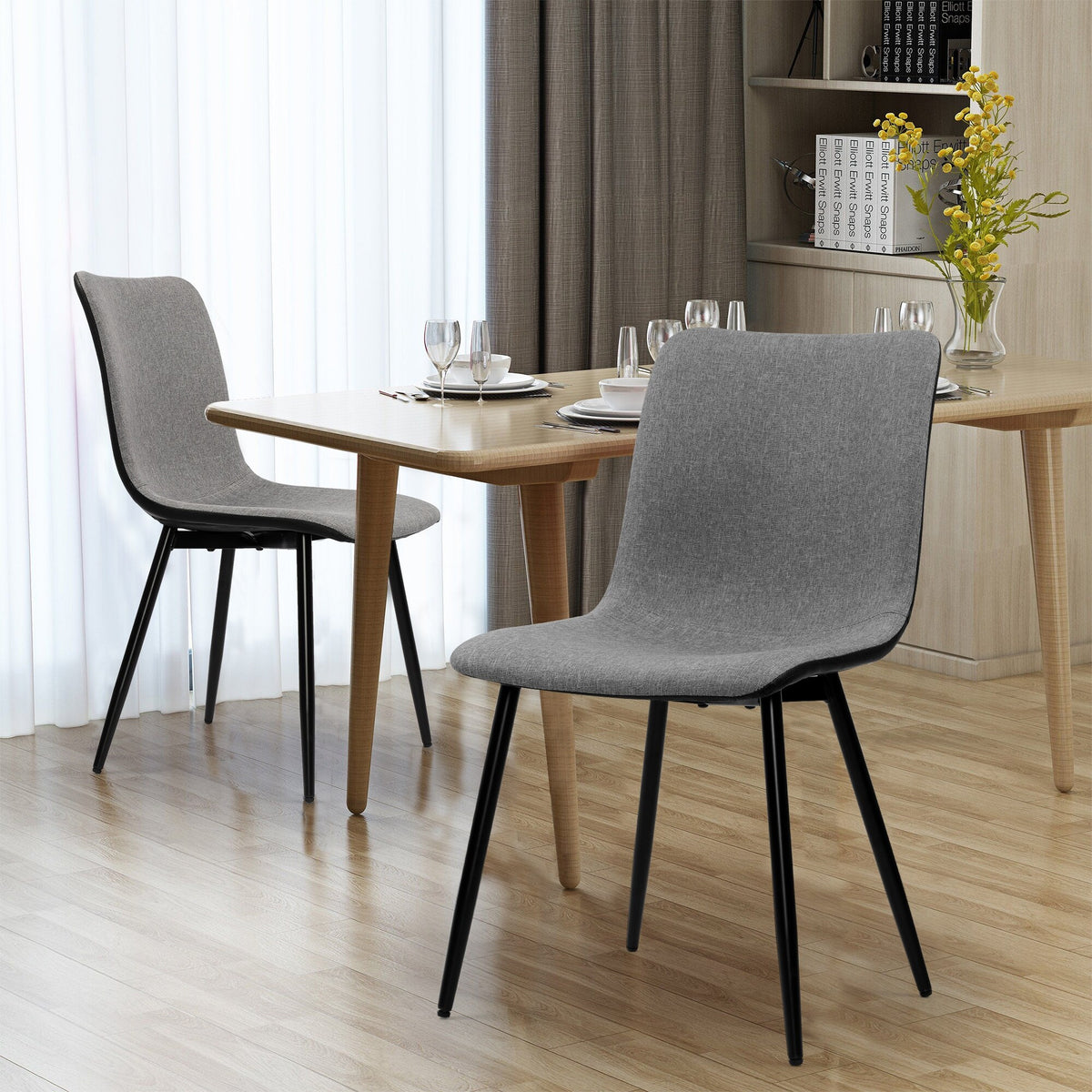 Grey Fabric Dining Chairs Set of 4 H598