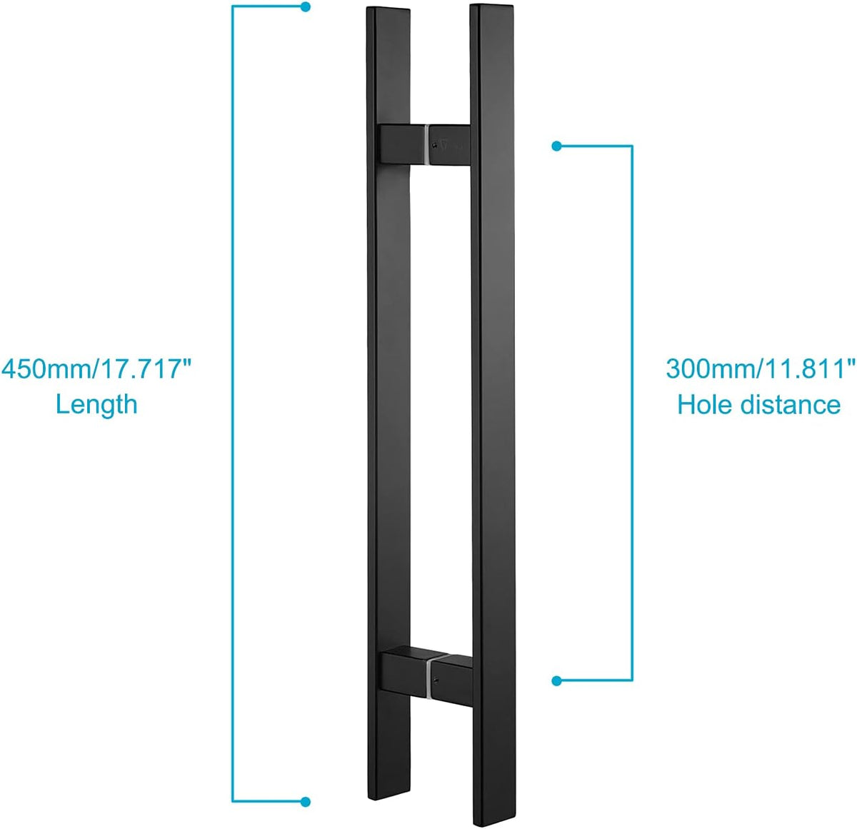18 inches Solid Stainless Steel Push Pull Door Handle, Matte Black, Pack of 2 W358726