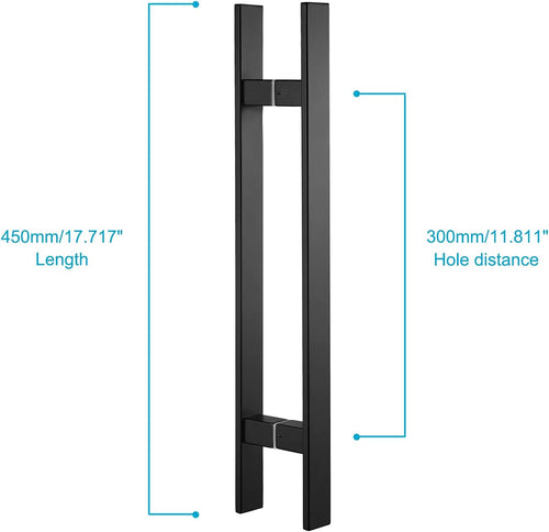 18 inches Solid Stainless Steel Push Pull Door Handle, Matte Black, Pack of 2 W358726