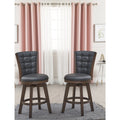 24" Swivel Counter Stool Charcoal Black Faux Leather Set of 2 B245