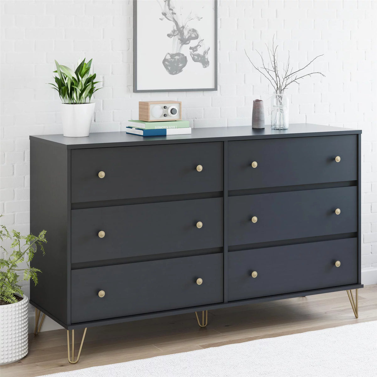 Black 6 Drawer Dresser S44267