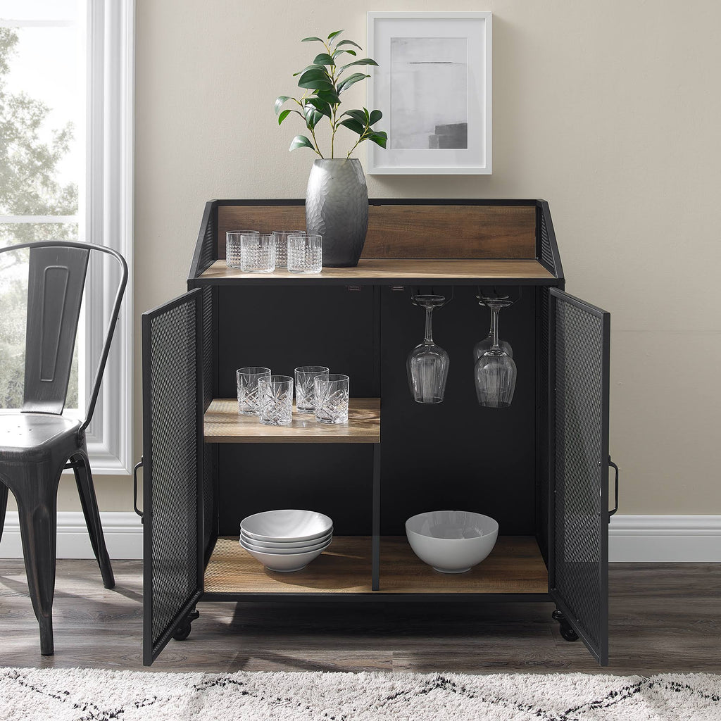 Industrial Bar Cabinet with Wheels M80691