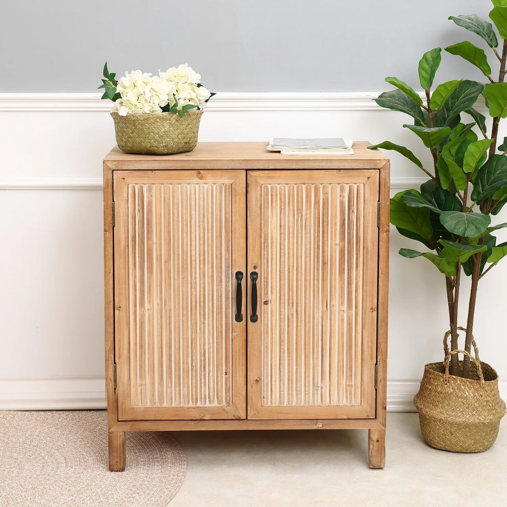 Natural Wood 2-Door Storage Cabinet T9168