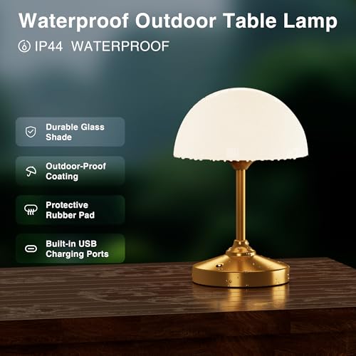 Mushroom Table Lamp Waterproof Cordless Rechargeable LED Night Light X97134